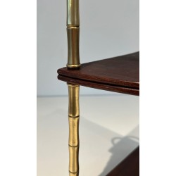 Étagère d’Angle Faux-Bambou Laiton et Acajou, Style Baguès, France, vers 1940 | Maison BARROIS