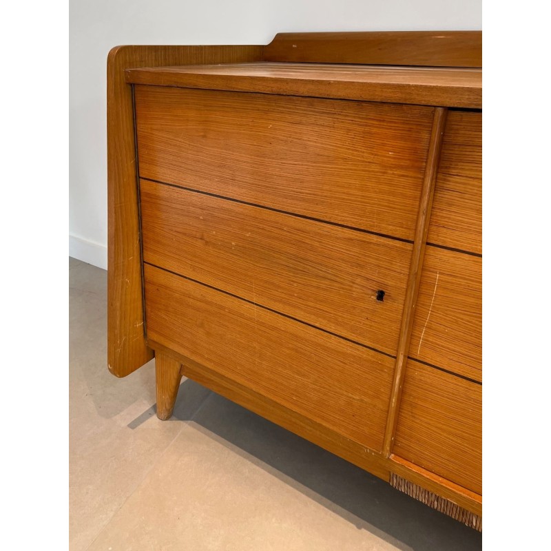 Large Pine and Rattan Sideboard, French, circa 1970 | Maison BARROIS