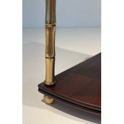 Faux-Bamboo Brass and Mahogany Corner Shelf, Style of Baguès, France, circa 1940 | Maison BARROIS