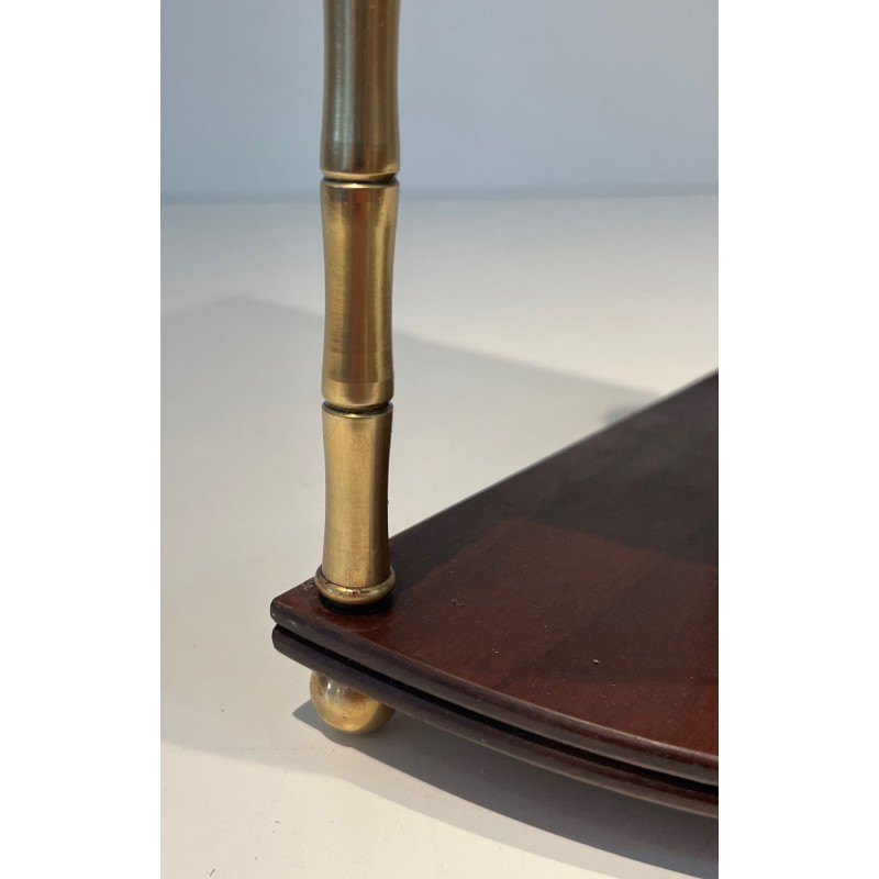 Étagère d’Angle Faux-Bambou Laiton et Acajou, Style Baguès, France, vers 1940 | Maison BARROIS