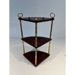 Étagère d’Angle Faux-Bambou Laiton et Acajou, Style Baguès, France, vers 1940 | Maison BARROIS