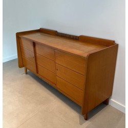 Large Pine and Rattan Sideboard, French, circa 1970 | Maison BARROIS