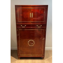 Empire Style Secretary in Flamed Mahogany, Italian, circa 1970
