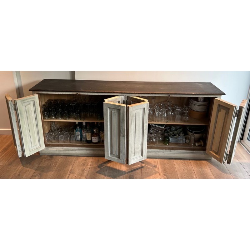 Large Patinated Oak Six-Door Buffet, French, 19th Century