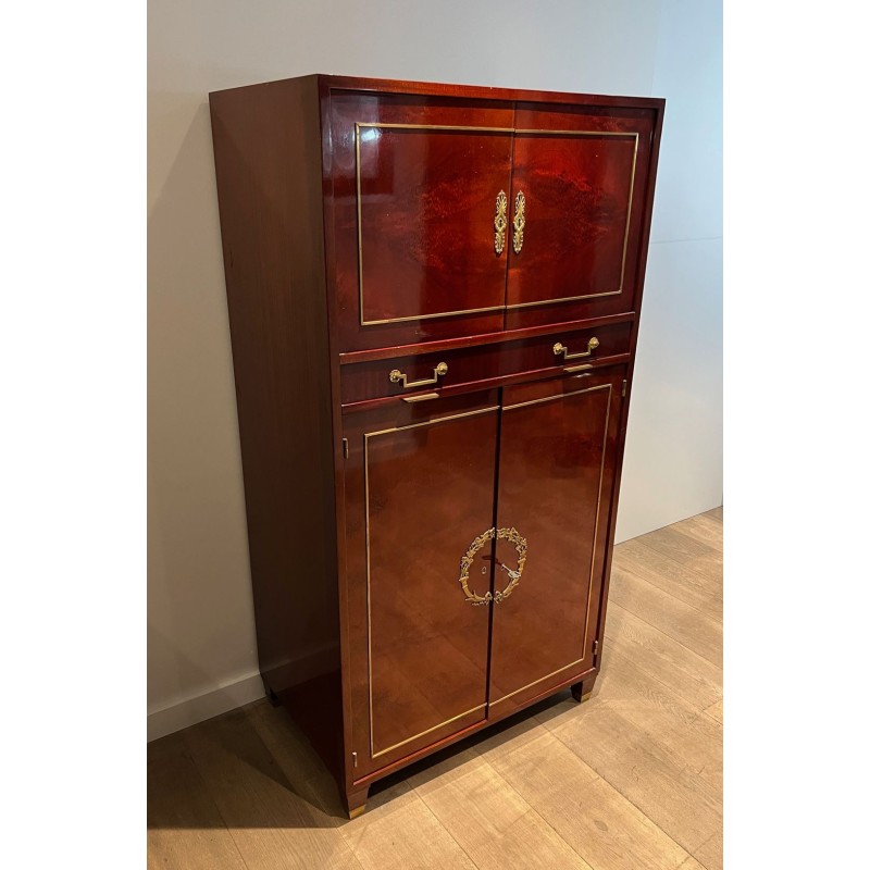 Empire Style Secretary in Flamed Mahogany, Italian, circa 1970