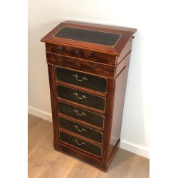 Mahogany and Leather Notary Cabinet, French, circa 1850