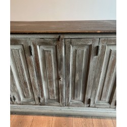 Large Patinated Oak Six-Door Buffet, French, 19th Century