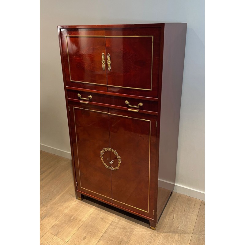 Empire Style Secretary in Flamed Mahogany, Italian, circa 1970