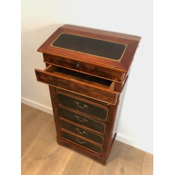 Mahogany and Leather Notary Cabinet, French, circa 1850