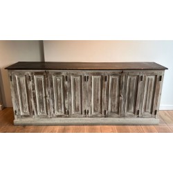 Large Patinated Oak Six-Door Buffet, French, 19th Century