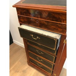 Mahogany and Leather Notary Cabinet, French, circa 1850