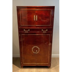 Secrétaire Empire Acajou Flammé, Italie, vers 1970