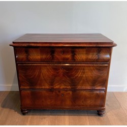 Three-Drawer Flamed Mahogany Commode, French Empire, circa 1820