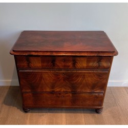 Three-Drawer Flamed Mahogany Commode, French Empire, circa 1820