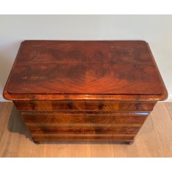 Three-Drawer Flamed Mahogany Commode, French Empire, circa 1820