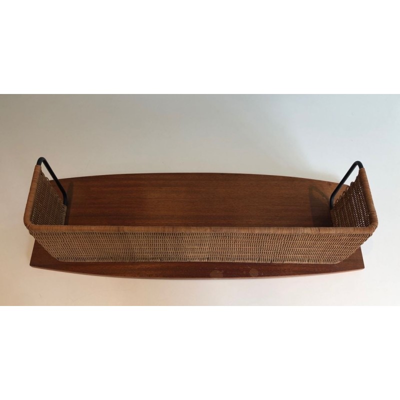 Shelf Unit by Raymond Glemeau, Rattan, Wood, Metal, circa 1970