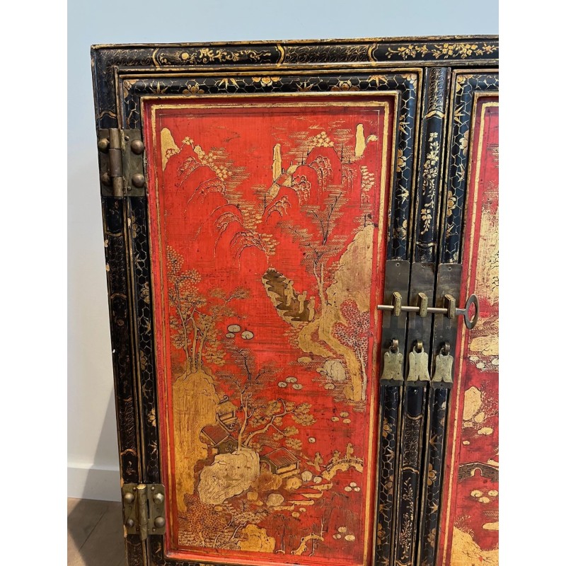 Lacquered Chinoiserie Cabinet, French Art Déco, circa 1940