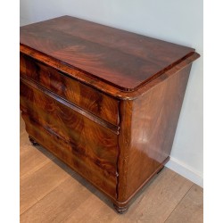 Three-Drawer Flamed Mahogany Commode, French Empire, circa 1820