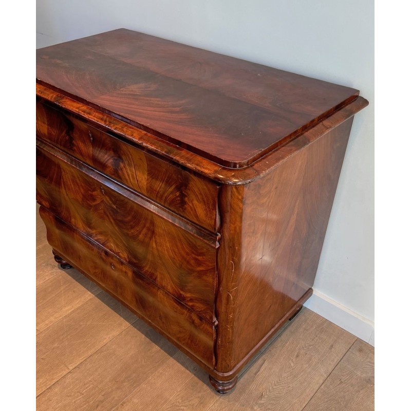 Three-Drawer Flamed Mahogany Commode, French Empire, circa 1820