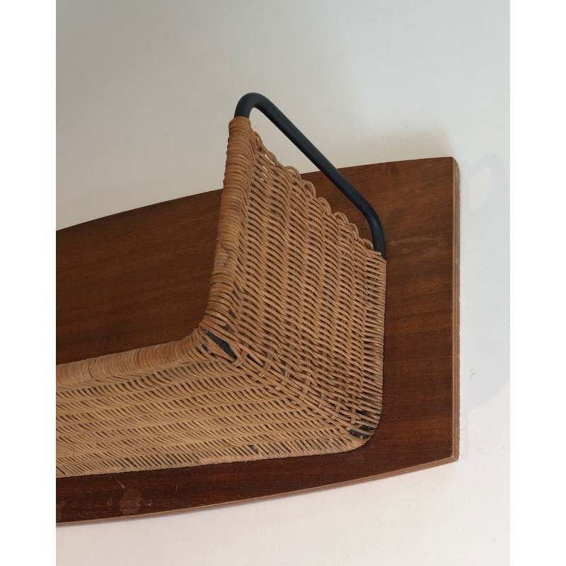 Shelf Unit by Raymond Glemeau, Rattan, Wood, Metal, circa 1970