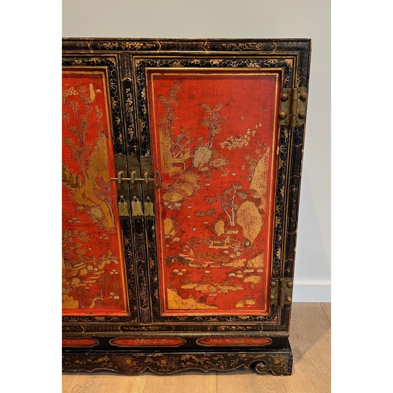 Cabinet Laqué Chinoiseries, France, Art Déco, vers 1940