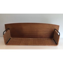 Shelf Unit by Raymond Glemeau, Rattan, Wood, Metal, circa 1970