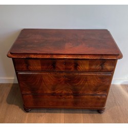 Three-Drawer Flamed Mahogany Commode, French Empire, circa 1820