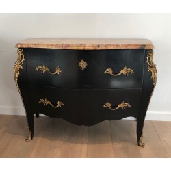 Ebonized Curved Commode, De Beyne Roubaix, Art Nouveau, circa 1900