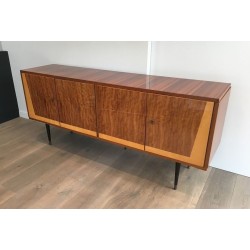 Four-Door Sideboard in Sapelli Mahogany and Sycamore, Italian, circa 1960