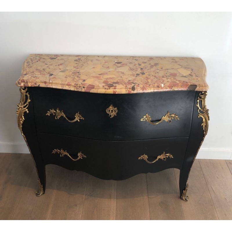 Ebonized Curved Commode, De Beyne Roubaix, Art Nouveau, circa 1900