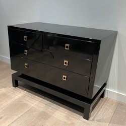 Black Lacquered Commode by Guy Lefèvre for Jansen, circa 1970