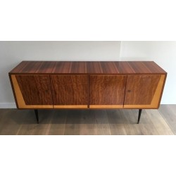 Four-Door Sideboard in Sapelli Mahogany and Sycamore, Italian, circa 1960