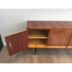Four-Door Sideboard in Sapelli Mahogany and Sycamore, Italian, circa 1960