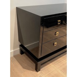 Black Lacquered Commode by Guy Lefèvre for Jansen, circa 1970