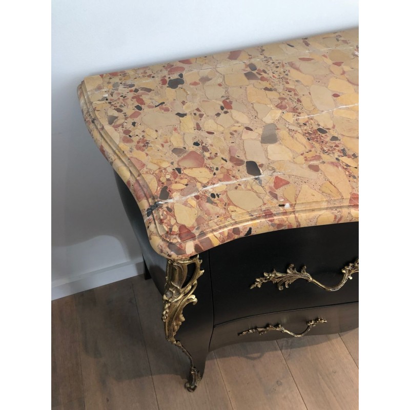 Ebonized Curved Commode, De Beyne Roubaix, Art Nouveau, circa 1900