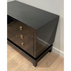 Black Lacquered Commode by Guy Lefèvre for Jansen, circa 1970