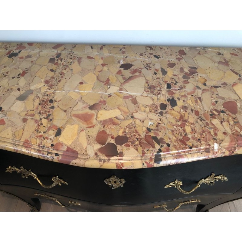 Ebonized Curved Commode, De Beyne Roubaix, Art Nouveau, circa 1900