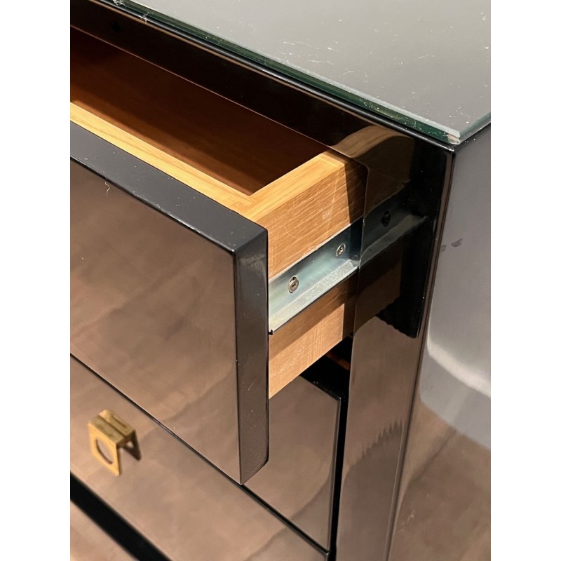 Commode Laquée Noire, Lefèvre pour Jansen, France, vers 1970