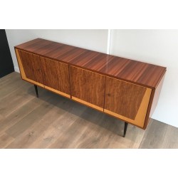 Four-Door Sideboard in Sapelli Mahogany and Sycamore, Italian, circa 1960