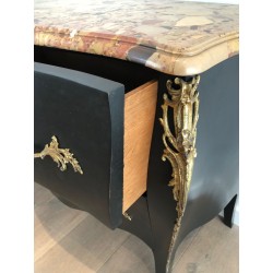 Ebonized Curved Commode, De Beyne Roubaix, Art Nouveau, circa 1900