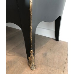 Ebonized Curved Commode, De Beyne Roubaix, Art Nouveau, circa 1900