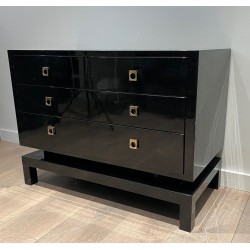 Black Lacquered Commode by Guy Lefèvre for Jansen, circa 1970