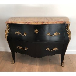 Ebonized Curved Commode, De Beyne Roubaix, Art Nouveau, circa 1900