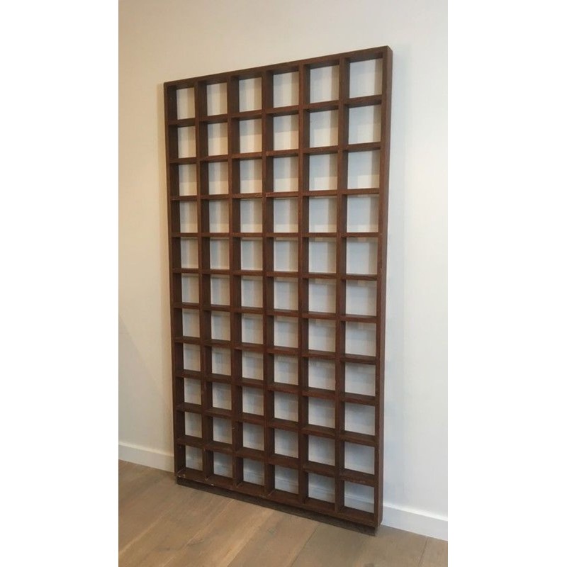 Exotic Wood Room Divider Shelf, Mid-Century Modern, circa 1970