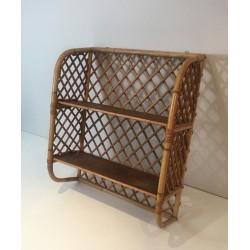 Rattan Wall Shelves Attributed to Audoux-Minet, French, circa 1950