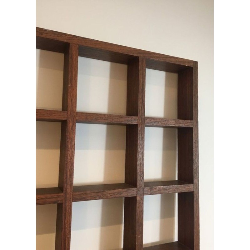 Exotic Wood Room Divider Shelf, Mid-Century Modern, circa 1970