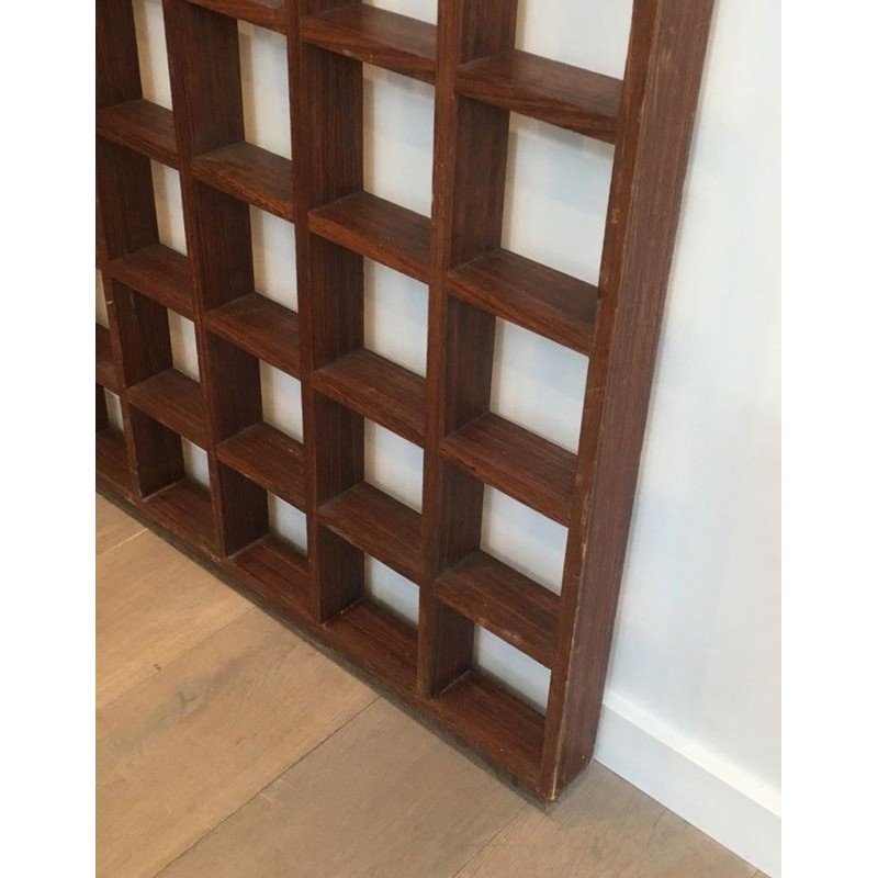 Exotic Wood Room Divider Shelf, Mid-Century Modern, circa 1970