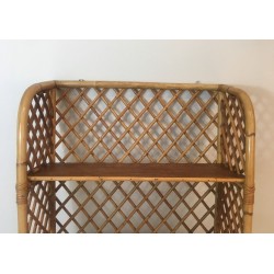 Rattan Wall Shelves Attributed to Audoux-Minet, French, circa 1950