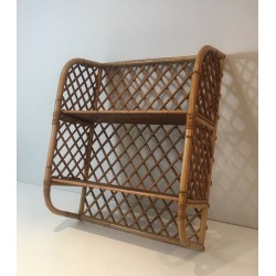 Rattan Wall Shelves Attributed to Audoux-Minet, French, circa 1950