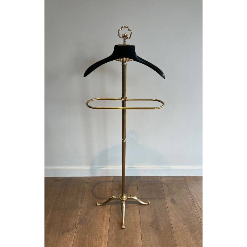 Gentleman’s Valet Stand, Neoclassical, Brass and Wood, French, 1940